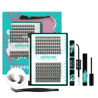 Picture of Lash Extension Kit Daybreak Lash Clusters kit Lash Bond and Seal Eyelash Remover and Lash Applicator for Diy Lash Extension Kit at Home by AMZGlRL(Daybreak,D-Mix8-16mm kit)