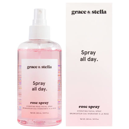 Picture of grace & stella Award Winning Rose Water Facial Spray (240ml) - Vegan - Rose Water Spray for Face - Rosewater Spray Toner Rose Hydrosol - Rose Spray Facial Mist - Rosewater Spray Toner Rose Hydrosol