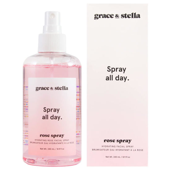 Picture of grace & stella Award Winning Rose Water Facial Spray (240ml) - Vegan - Rose Water Spray for Face - Rosewater Spray Toner Rose Hydrosol - Rose Spray Facial Mist - Rosewater Spray Toner Rose Hydrosol