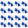 Picture of 16PCS 8" Large Cheer Hair Bows Ponytail Holder Elastic Band Handmade for Cheerleading Teen Girls College Sports (Royal blue/White, 16 Count (Pack of 1))