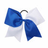 Picture of 16PCS 8" Large Cheer Hair Bows Ponytail Holder Elastic Band Handmade for Cheerleading Teen Girls College Sports (Royal blue/White, 16 Count (Pack of 1))
