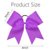Picture of 16PCS 8" Large Cheer Hair Bows Ponytail Holder Elastic Band Handmade for Cheerleading Teen Girls College Sports (Purple, 16 Count (Pack of 1))
