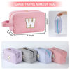 Picture of Huifen Personalized Initial Makeup Bag A-Z, Travel Toiletry Bag Preppy Make Up Bags Girls Cute Cosmetic Pouch Makeup Organizer Wedding Valentine's Day Birthday Christmas Gifts for Women (Pink, A)