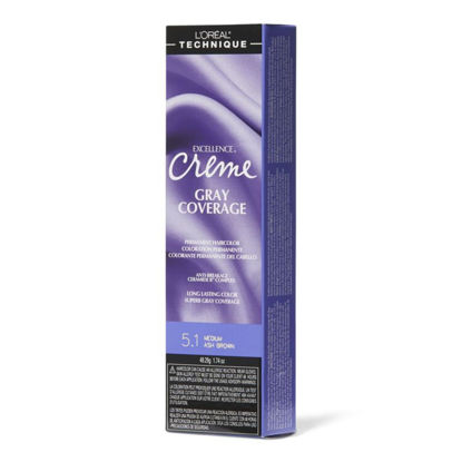 Picture of L'Oréal Technique Excellence Crème Permanent Hair Color | Long-Lasting Hair Dye | Rich Formula with No-Drip Application | Superb Gray Coverage | For All Hair Types | Medium Ash Brown
