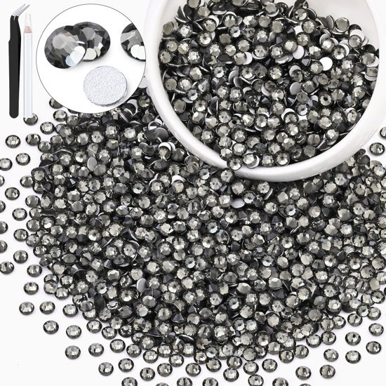 Picture of 3000PCS SS20/5mm Crystal Rhinestones (Black Diamond), Bedazzling Flatback Glass Rhinestones for Crafting DIY Nail Art Makeup Decoration, Gems Diomand Charms for Tumbler Shoes Clothing Mug