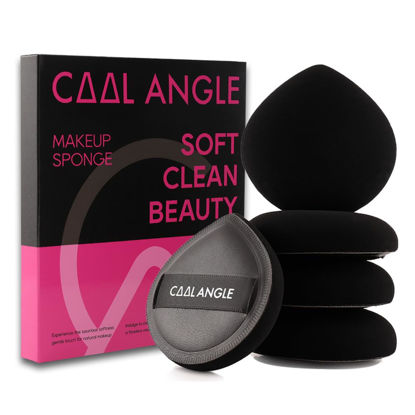Picture of COOL-ANGLE 5Pcs Makeup Sponge Latex-Free Soft Blender Sponge Perfect for Liquid Foundation Concealer Cream Powder, Beauty Sponge Gift Set for Long-lasting and Natural Makeup, Black, Medium