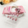 Picture of Press on Nails Short Square Fake Nails Press ons White French Tip Simple Style Acrylic Nails Full Cover Reusable Glossy Glitter False Nails Artificial Stick Glue on Nails for Women 24 Pcs