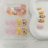Picture of Square Press on Nails Short Yellow Fake Nails Press ons Sunflowers Light Pink Full Cover Acrylic Nails White Lines False Nails Glossy Glue Stick on Nails for Women 24 Pcs