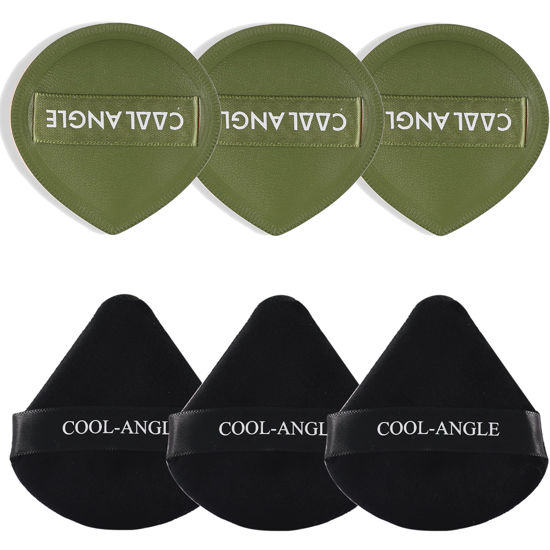 Picture of COOL-ANGLE 6Pack Makeup Sponge and Powder Puff Set with Blender Sponge for Liquid Foundation Concealer and BB Cream, Triangle Powder Puff for Loose Powder Setting and Oil Control