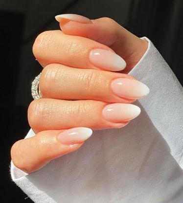 Picture of Curvlife Press on Nails Acrylic Fake Nails with Design Full Cover False Nails Reusable Nail Kit with Nail Glue Adhesive Tabs Nail File Artificial Glue on Nails (Pink-white gradient, Medium)