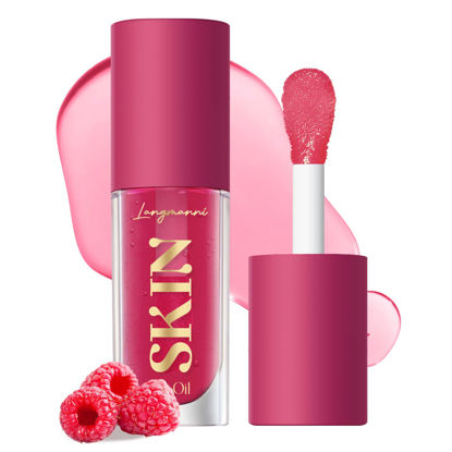 Picture of BANGFENG Big Brush Head Hydrating Lip Glow Oil Plumping Lip Tint, Hydrating Lip Gloss Tinted Lip Balm Transparent Lip Care, Long Lasting Nourishing Non-sticky Fresh Texture (Raspberry)
