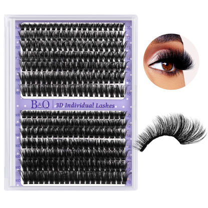 Picture of Lash Clusters 3D Thick Eyelash Clusters 280pcs Cluster Eyelash Extensions 10-18mm 70D+90D Wispy Individual Lashes Volume Lash Clusters DIY Lash Extensions at Home (70D+90D-MIX10-18mm)