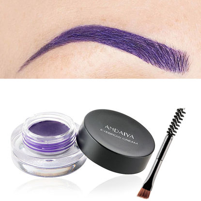 Picture of MAEPEOR 12 Colors Eyebrow Pomade Full-pigmented Long Lasting Waterproof Eyebrow Cream Gel Filling & Shaping Tinted Eyebrows Enhancers with Brush for Daily or Cosplay (12 Purple)
