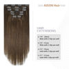 Picture of Aison Medium Brown Clip in Hair Extensions Real Human Hair 70G 100% Chocolate Brown 15 Inches Remy Human Hair Extensions Clip in Soft Silky Straight 7pcs 16clips Brown Hair Extensions