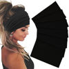 Picture of Sefiinh Wide Headbands For Women Stretch Headband Boho Head Bands Women's Hair Band Turban Workout Hairband Accessories Black 6 Pack
