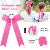 Picture of DEEKA 16 PCS Pink Collegiate Style Cheer Bows for Girls Teens Softball Cheerleader Sports - Handmade Long Tail Skinny Ribbon Ponytail Holders