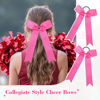 Picture of DEEKA 16 PCS Pink Collegiate Style Cheer Bows for Girls Teens Softball Cheerleader Sports - Handmade Long Tail Skinny Ribbon Ponytail Holders
