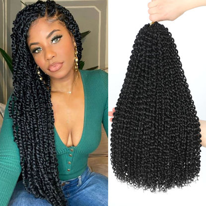 Picture of Dansama Passion Twist Hair Water Wave Crochet Hair for Black Women, Long Bohemian Braiding Hair for Boho Locs, Faux Locs, Butterfly Style Crochet Braids Hair Extensions (18inch, 1B, Economy Pack)