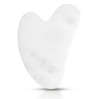 Picture of Contrybox Gua Sha Facial Tools, White Quartz Guasha Tool for Face & Eye Gua Sha Stone for Puffiness Reducing & Jawline Sculpting Face Stone Gua Sha Tools for Skin Care Woman GuaSha Stone Tool, White