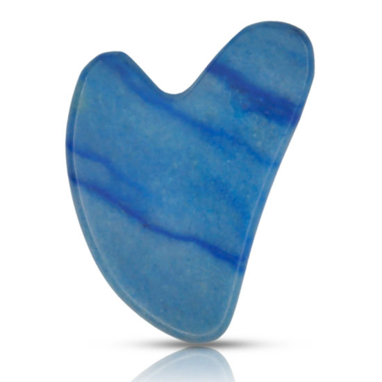 Picture of Contrybox Gua Sha Facial Tools, Jade Guasha Tool for Face & Eye Gua Sha Stone for Puffiness Reducing & Jawline Sculpting Face Stone Gua Sha Tools for Skin Care Woman GuaSha Stone Tool, Blue