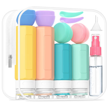 Picture of Ruinovate 17 Pack Travel Bottles for Toiletries, TSA Approved Travel Size Toiletries Bottles, Leak Proof Travel Size Containers, Travel Essentials for Body Wash, Shampoo, Lotion & Conditioner Colorful