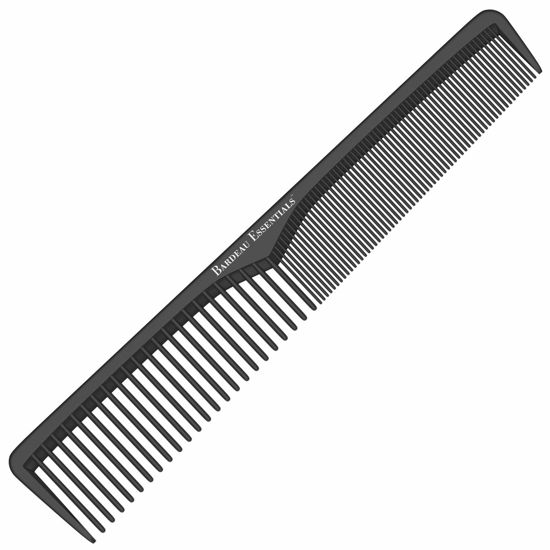 Picture of Styling Comb | Professional 7 Inch Black Carbon Fiber Anti Static Chemical And Heat Resistant Comb For All Hair Types | Fine and Wide Tooth Comb For Men and Women | By Bardeau Essentials (Single)
