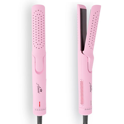 Picture of Asani 360° Airflow Styler - 2-in-1 Professional Curling Wand & Hair Straightener - Flat Iron Curler with Cooling Fan, Air Vents - Crimper Styling Tool for Volume & All-Day Curls - for All Hair (Pink)