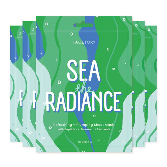 Picture of FACETORY K Beauty Face Mask Skin Care - SEA THE RADIANCE PLUMPING Sheet Mask with Peptides & Seaweed Extract | Hydrates, Firms, Rejuvenates (5 Pack)
