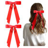 Picture of Ayesha Red Hair Bows Clips Red Satin Ribbon Bows with Long Tail Christmas Hair Bows Barrettes Hair Accessories for Women Girls 2pcs red bows