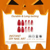 Picture of Halloween Press on Nails Medium Almond French Tip Fake Nails Red Full Cover Blood False Nails with Designs Glossy Glue on Nails Stick on Nails Acrylic Artificial Nails for Women Girls 24Pcs
