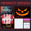 Picture of Halloween Press on Nails Medium Almond French Tip Fake Nails Red Full Cover Blood False Nails with Designs Glossy Glue on Nails Stick on Nails Acrylic Artificial Nails for Women Girls 24Pcs