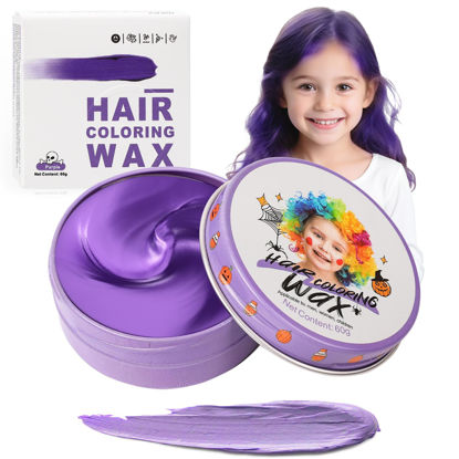 Picture of Temporary Purple Hair Color Wax for Kids, Women Men Colored Hair Styling Mud, Washable Style Violet Dye for Girl Boy Teens, DIY Instant Hair Coloring Gel Cream for Cosplay Halloween Children's Day