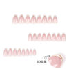 Picture of White French tip Press on Nails Medium Almond Fake Nails Nude Glossy False Nails with Design 3D Gold Stripes Glue on Nails Artificial Acrylic Nail Full Cover Stick on Nails for Women Manicure 24pcs