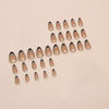 Picture of Black French Tip Press on Nails Short Almond Fake Nails Nude Glossy False Nails with Design Silver Line Glue on Nails Reusable Artificial Acrylic Full Cover Stick on Nails for Women Manicure 24Pcs