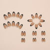 Picture of Black French Tip Press on Nails Short Almond Fake Nails Nude Glossy False Nails with Design Silver Line Glue on Nails Reusable Artificial Acrylic Full Cover Stick on Nails for Women Manicure 24Pcs