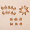 Picture of Star Moon Press on Nails 3D Gold Fake Nails Short Almond False Nails with Design French Tip Glue on Nails Glossy Artificial Acrylic Full Cover Ombre Stick on Nails for Women Manicure 24Pcs
