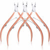 Picture of Mudder 3 Packs Cuticle Nippers Cuticle Cutter Stainless Steel Professional Nail Cuticle Trimmer Pointed Blade Cuticle Remover Scissors Pedicure Manicure Tool for Fingernails and Toenails (Rose Gold)