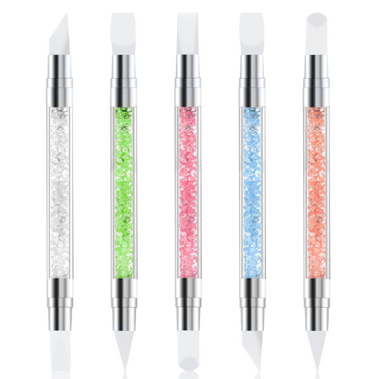 Picture of 5 Pcs Nail Art Sculpture Pen Dual Tipped Silicone Nail Tools Nail Art Acrylic Pen Silicone Brushes for Resin Nail Art Tools for Design Nail Foil Carving Drawing Effect Shaping Drawing