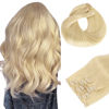 Picture of HOTBANANA Human Hair Clip in Hair Extensions, Bleach Blonde Hair Extensions 120g Clip in Hair Extensions Real Human Hair Straight Remy Hair Clip Ins 22 Inch 7pcs