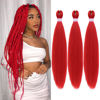 Picture of Dorsanee Red Braiding Hair Pre Stretched 20 Inch 3 Packs Professional Easy Braiding Hair for Crochet Braids Twists Locs Hair Soft Yaki Texture Hot Water Setting Synthetic Hair Extensions