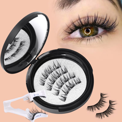 Picture of wiwoseo Magnetic Eyelashes Natural Look Magnetic Lashes No Glue or Eyeliner Needed Magnetic Eyelashes without Eyeliner Magnetic Lashes Natural Look Reusable Magnetic Eyelashes with Applicator