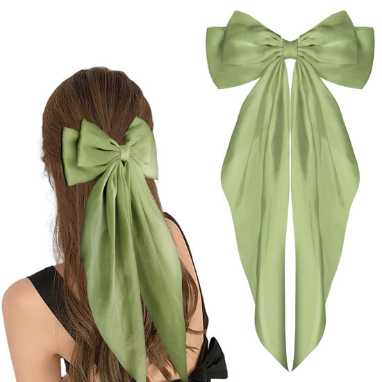 Picture of WLLHYF Big Bow Barrettes (Olive green)