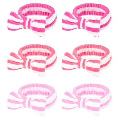 Picture of Casoty 6 Pcs Makeup Headbands, Hair Holder for Washing Face, Soft Coral Fleece Headbands for Makeup, Bow Headbands for Face Washing Shower Skin Care Yoga