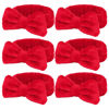 Picture of Casoty 6 Pcs Red Spa Headbands, Skin Care Headband, Soft Coral Fleece Makeup Hair band, Bow Hair Band for Face Washing Shower Skin Care Yoga