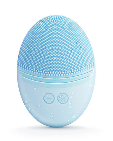 Picture of EZBASICS Facial Cleansing Brush, Waterproof Sonic Vibrating Face Brush for Deep Cleansing, Gentle Exfoliating and Massaging, Inductive charging (Blue)