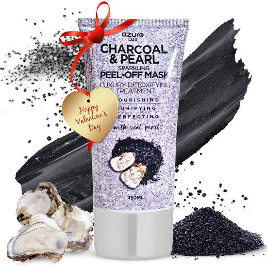 Picture of AZURE Charcoal & Pearl Luxury Anti Aging Peel Off Face Mask- Moisturizing & Purifying - Removes Blackheads, Dirt & Oils - With Hyaluronic Acid & Collagen - Skin Care - 150mL
