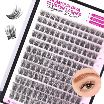 Picture of CALAILIS Lash Clusters DIY Eyelash Extensions 156pcs Natural Cluster Lashes Mega Volume Individual Lashes Wispy Eyelash Clusters(DM5,D-10-16MIX)