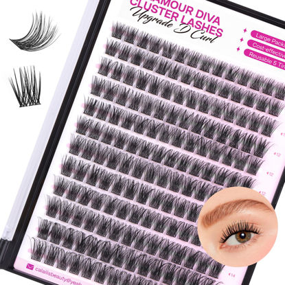 Picture of CALAILIS Lash Clusters DIY Eyelash Extensions 168pcs Natural Cluster Lashes Mega Volume Individual Lashes Wispy Eyelash Clusters(DM2,D-10-16MIX)
