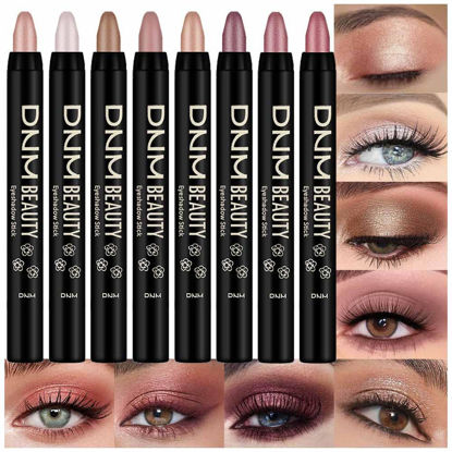 Picture of Kaely 8Pcs Cream Eye Shadow Sticks Set for Eyes,Champagne Pearl Bronze Sand Orchid Rose Shimmer Putty Matte Rose Gold,Pencil Eyeshadow Applicator Stick Palette,Halloween Makeup Waterproof 08