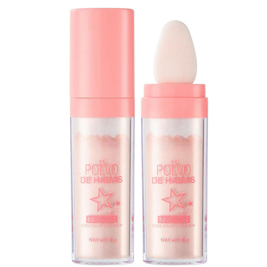 Picture of Polvo De Hadas Fairy Dust Highlight Patting Powder - Full Body Contouring and Clavicle Pearlescent Patting Powder for Face and Eye, Halloween Sparkling Body Glitter Powder (#02 Fairy pink)